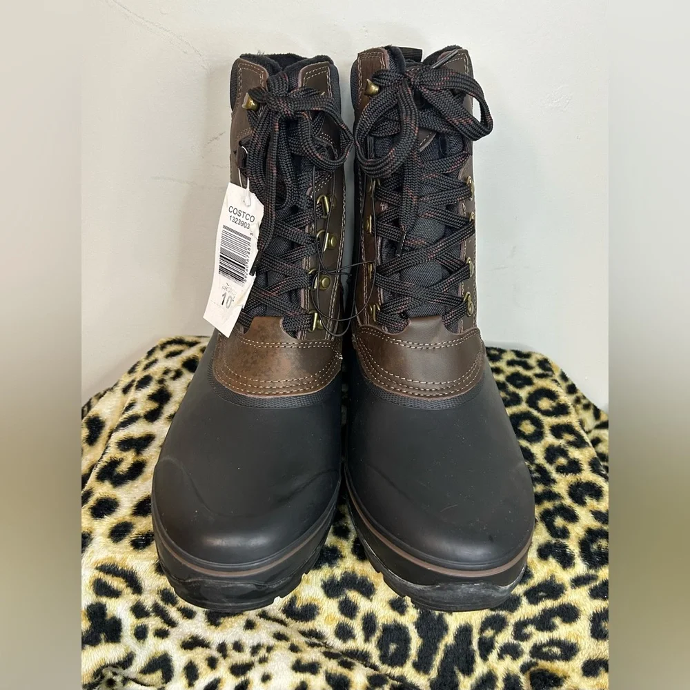 Khombu Kenny Men’s 10 Brown Black Insulated Winter Snow Boots NWT